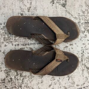 Brown Leather Flip Flops- Rainbows